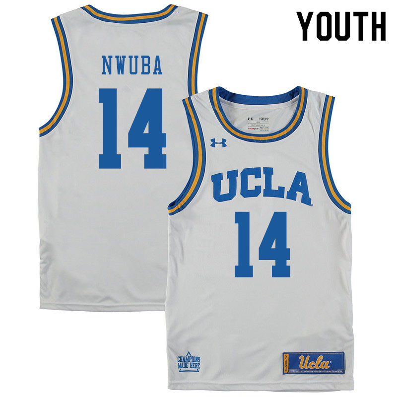 Youth #14 Kenneth Nwuba UCLA Bruins College Basketball Jerseys Sale-White - Click Image to Close